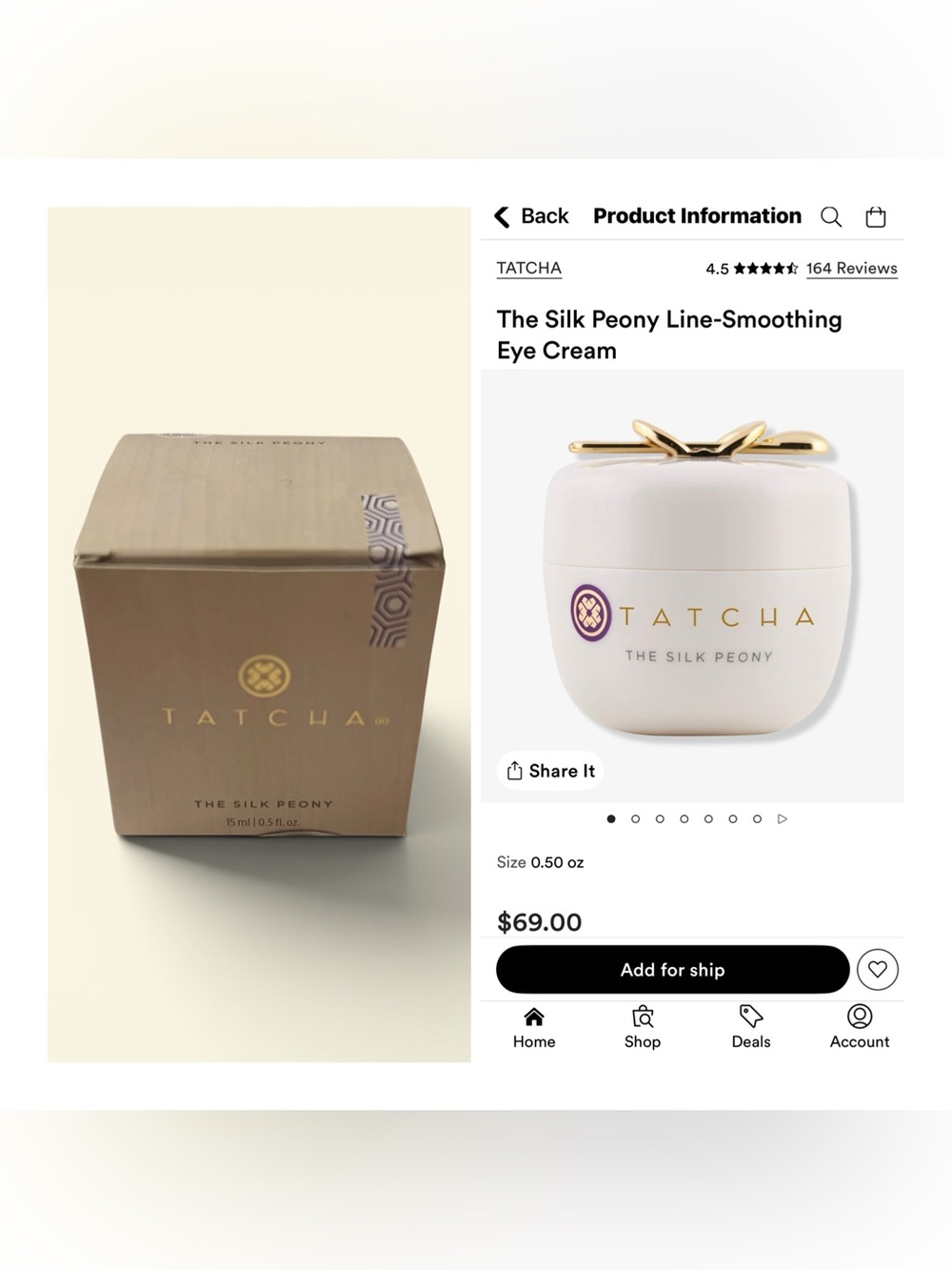 Tatcha The Silk Peony Line-Smoothing Eye Cream 15ml